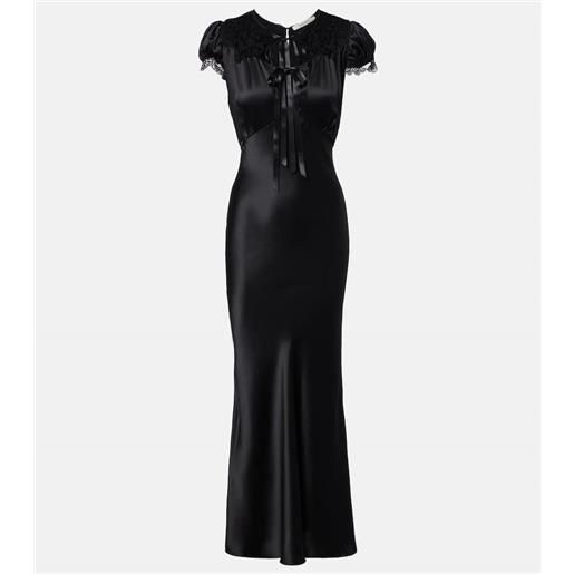 Rodarte abito lungo in raso di seta con pizzo