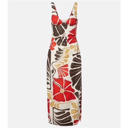 SIR abito midi julietta in lino con stampa floreale