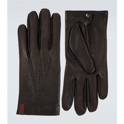 Gucci guanti in pelle web stripe