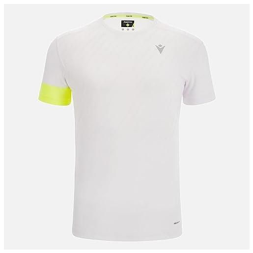Macron run start scd howie reflex tshirt print wht/nyel ss man, maglia uomo, bianco-giallo, s