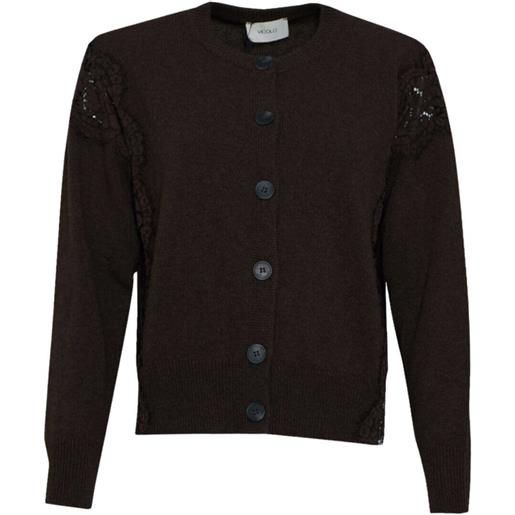 Vicolo cardigan donna con inserto in pizzo marrone s