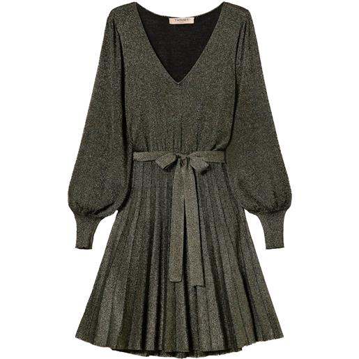 Twinset Milano twinset abito donna corto in lurex con gonna a plissè nero xs, s, m