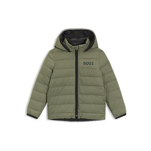 BOSS giacca da bambini reversibile e idrorepellente con imbottitura di piume, verde scuro