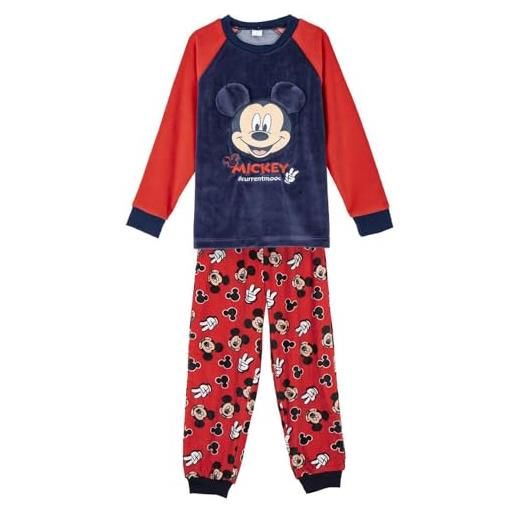 CARTOON c. Piagiama topolino disney completo da notte per bambini maglia maniche lunghe pantaloni lunghi in pile coral