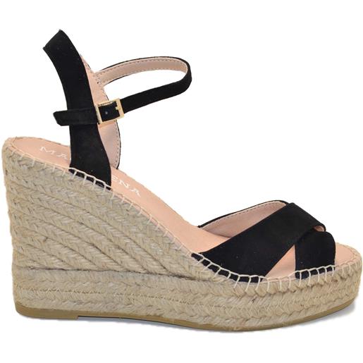 MACARENA alba25 espadrilles sandalo con tacco ante negro