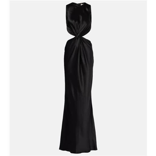 Saint Laurent abito lungo in seta con cut-out