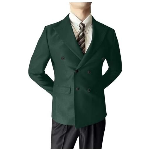 Bauzuoyo giacca da uomo slim fit con doppio petto da uomo, sportiva, elegante, blazer, moderno, casual, per matrimonio, tempo libero, verde, xxxl