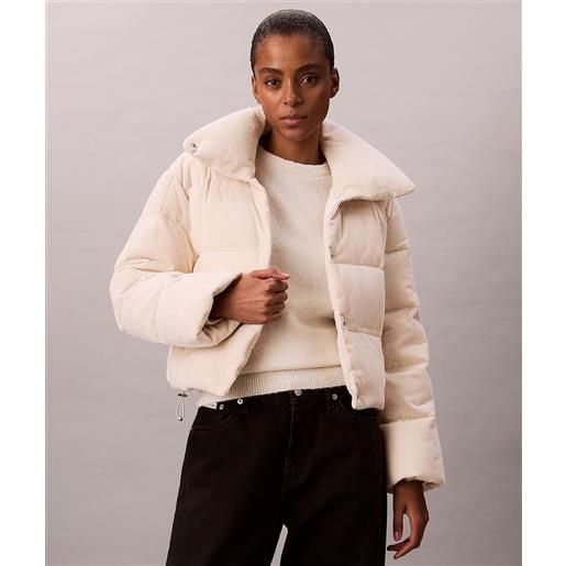Calvin klein jeans piumino imbottito di velluto a coste beige donna