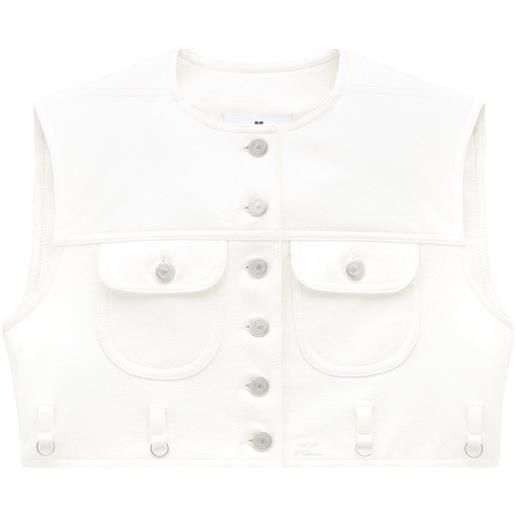 Courrèges top crop in pelle sintetica - bianco