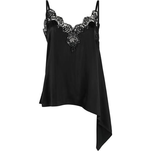 DSQUARED2 top asimmetrico in pizzo chantilly - nero
