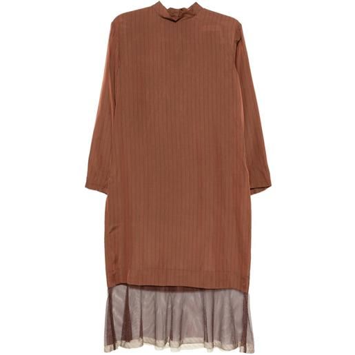 Toga abito midi a righe - marrone