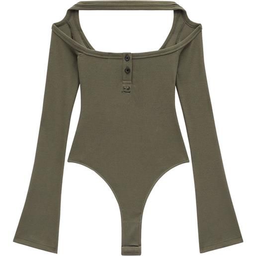 Courrèges body a coste con inserti - verde
