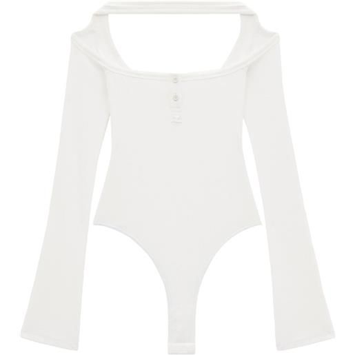 Courrèges body a coste con inserti - bianco