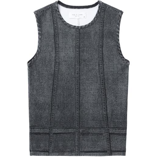 rag & bone canotta con stampa denim - nero