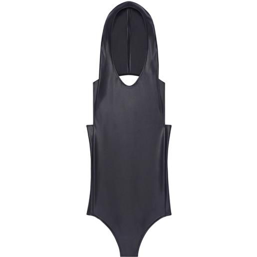 Courrèges body con cappuccio - nero
