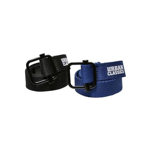 Urban Classics industrial canvas belt kids 2 pack cintura, nero/blu, taglia unica unisex-adulto