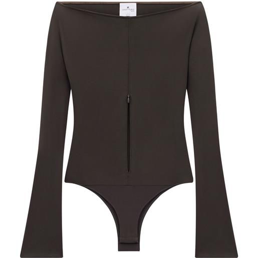 Courrèges body con spalle scoperte - marrone