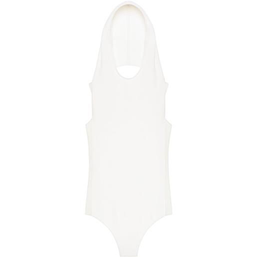 Courrèges body con cappuccio - bianco