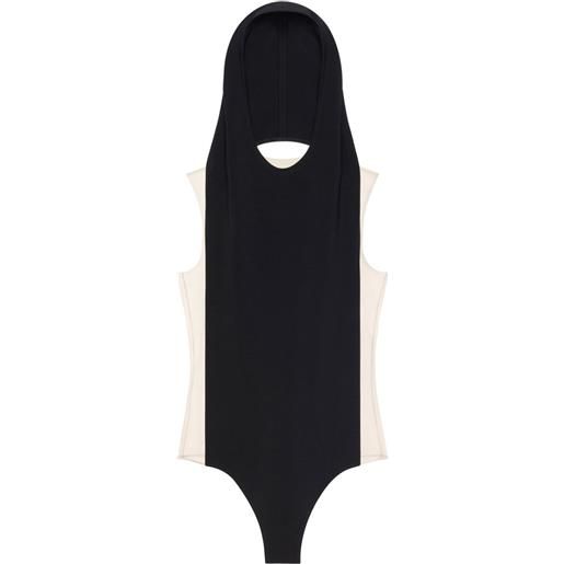 Courrèges body con cappuccio - nero