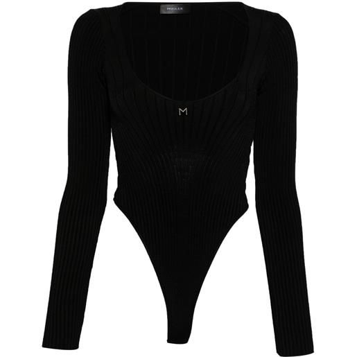 Mugler body con placca logo - nero