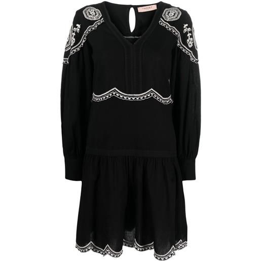 TWINSET abito corto con ricamo - nero