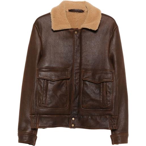 Salvatore Santoro giacca con colletto in shearling - marrone