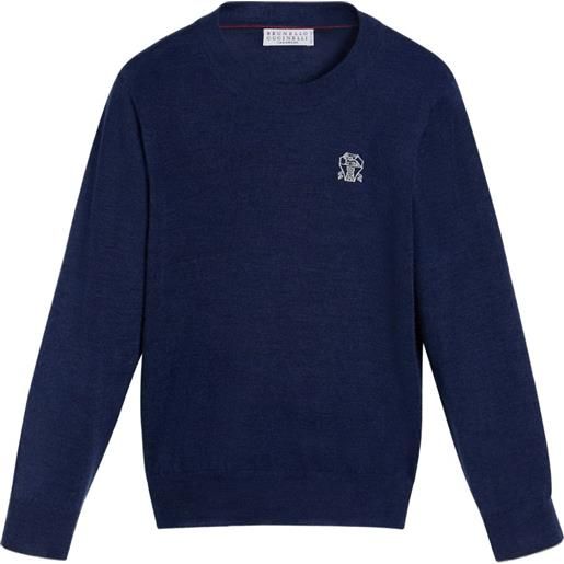 Brunello Cucinelli Kids top con ricamo - blu
