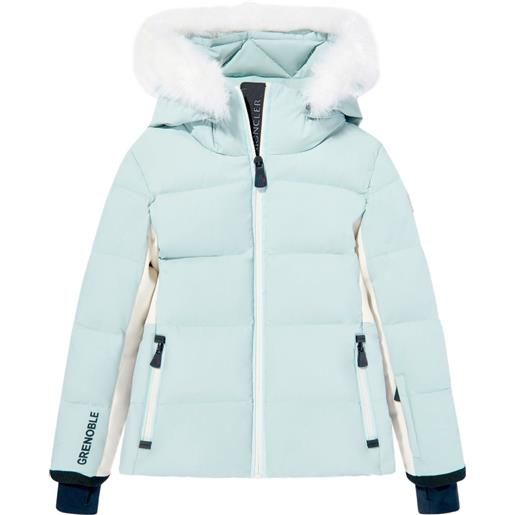 MONCLER GRENOBLE KIDS giacca trapuntata con finitura in pelliccia - blu