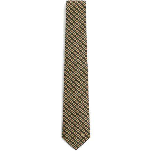 Valentino Garavani cravatta con motivo chamber jacquard e placca vlogo - nero