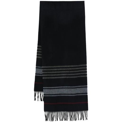 Corneliani sciarpa a righe con frange - nero