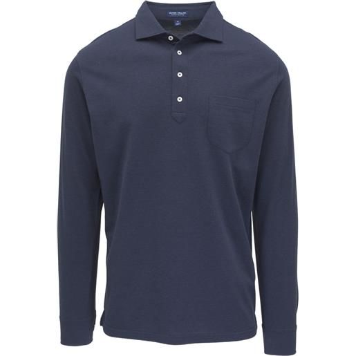 Peter Millar polo a maniche lunghe con tasca - blu