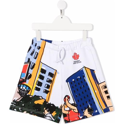 DSQUARED2 KIDS bermuda con stampa grafica - bianco