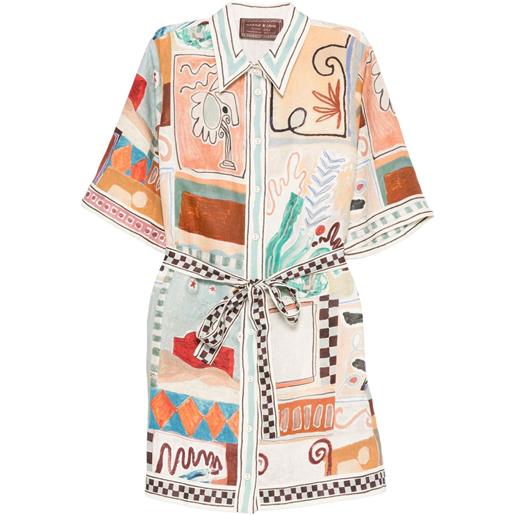ALEMAIS abito corto michelle con stampa astratta - toni neutri
