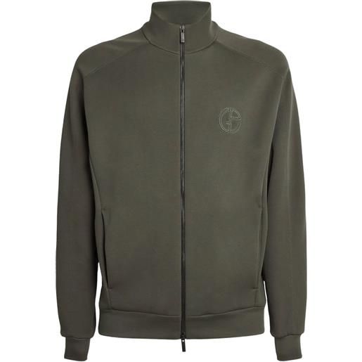 Giorgio Armani felpa con logo ricamato e zip - verde