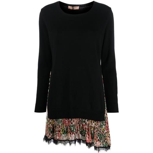TWINSET abito corto con inserti a contrasto - nero