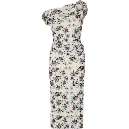 Tory Burch abito midi in velluto a fiori - toni neutri