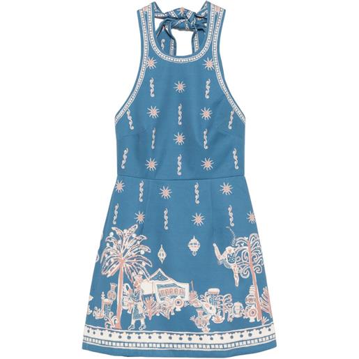 ALEMAIS abito corto acacia con collo lavallière - blu