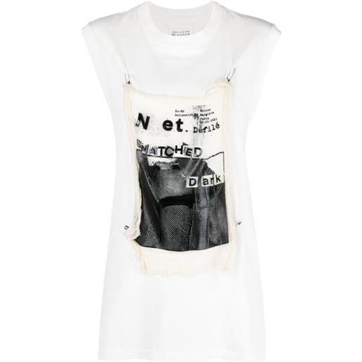 Maison Margiela t-shirt smanicata con applicazione grafica - bianco