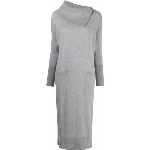 Lorena Antoniazzi abito midi con collo a pieghe - grigio