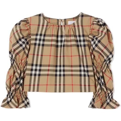 Burberry Kids blusa con maniche a palloncino vintage check - toni neutri