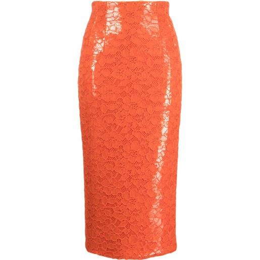LaQuan Smith gonna midi in pizzo a fiori - arancione