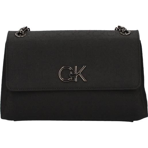 Calvin Klein borsa a spalla con manico catena in tessuto rigido con logo all over