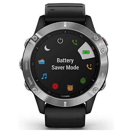 Garmin fenix 6 gps smartwach multisport, cassa 47 mm, nero con ghiera silver