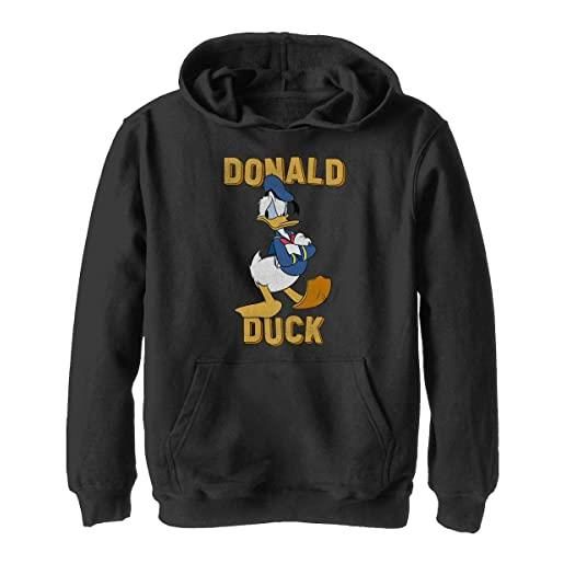 Disney mickey classic-donald duck hoodie felpa con, nero, 12/12 bambini e ragazzi