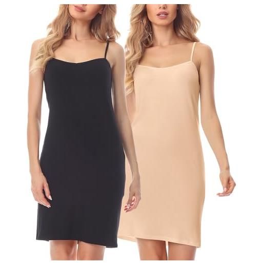 Merry Style abitino sottoveste donna 2pack ms10-203((2pack-nero/color carne, m)