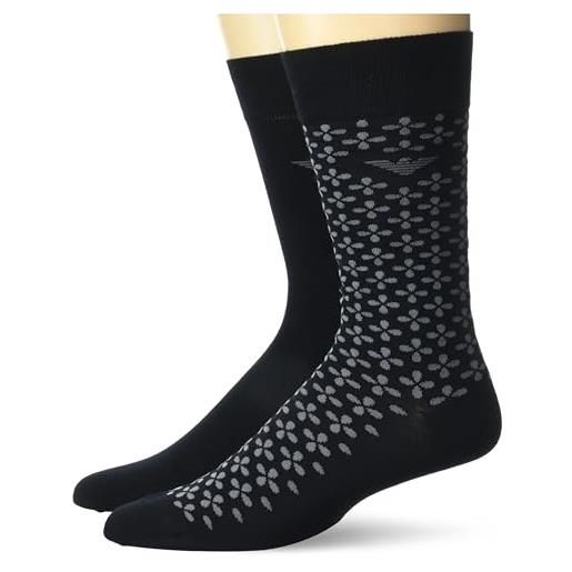 Emporio Armani calze uomo 2 paia di calze corte cotone con logo calzini articolo 302302 3f274 calza 2 pack corta, 00020 nero - black, 39