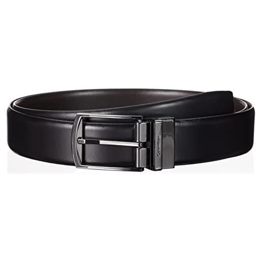 Calvin Klein adj/rev domed 35mm, cinture uomo, nero/maro (black/dark brown), 115