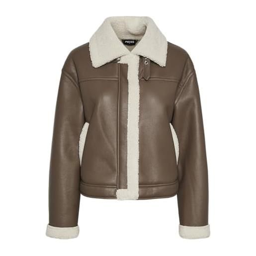 PIECES pcjanelle-giacca corta w. Fur, morel/dettaglio: betulla, l donna