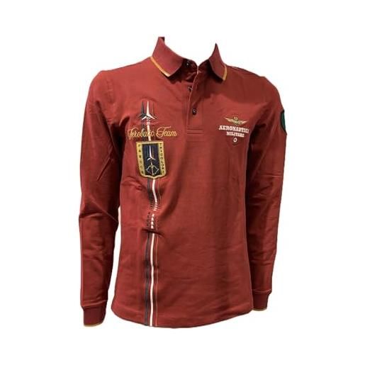 Aeronautica Militare polo po1817 frecce tricolori in piqué da uomo, maglia, camicia, manica lunga (it, testo, xxl, regular, regular, burgundy)