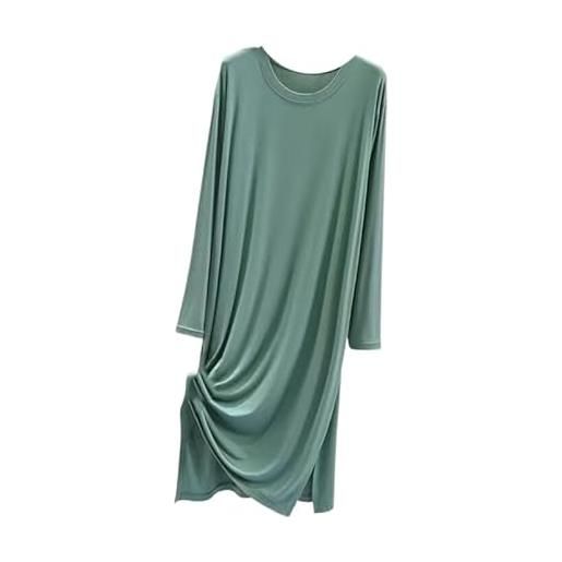 MGDIFYXAA camicia da notte casual in cotone modal, comoda, a maniche lunghe, da donna, ampia, primaverile, autunnale, camicia da notte femminile verde xl